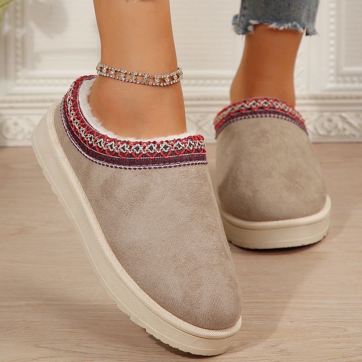 🌸🎉 Trendy Must-Have! Only a Few Left! ✨🥿💫Women's Everyday Fleece Lined Comfortable Thick-soled Non-slip Slippers Shoes