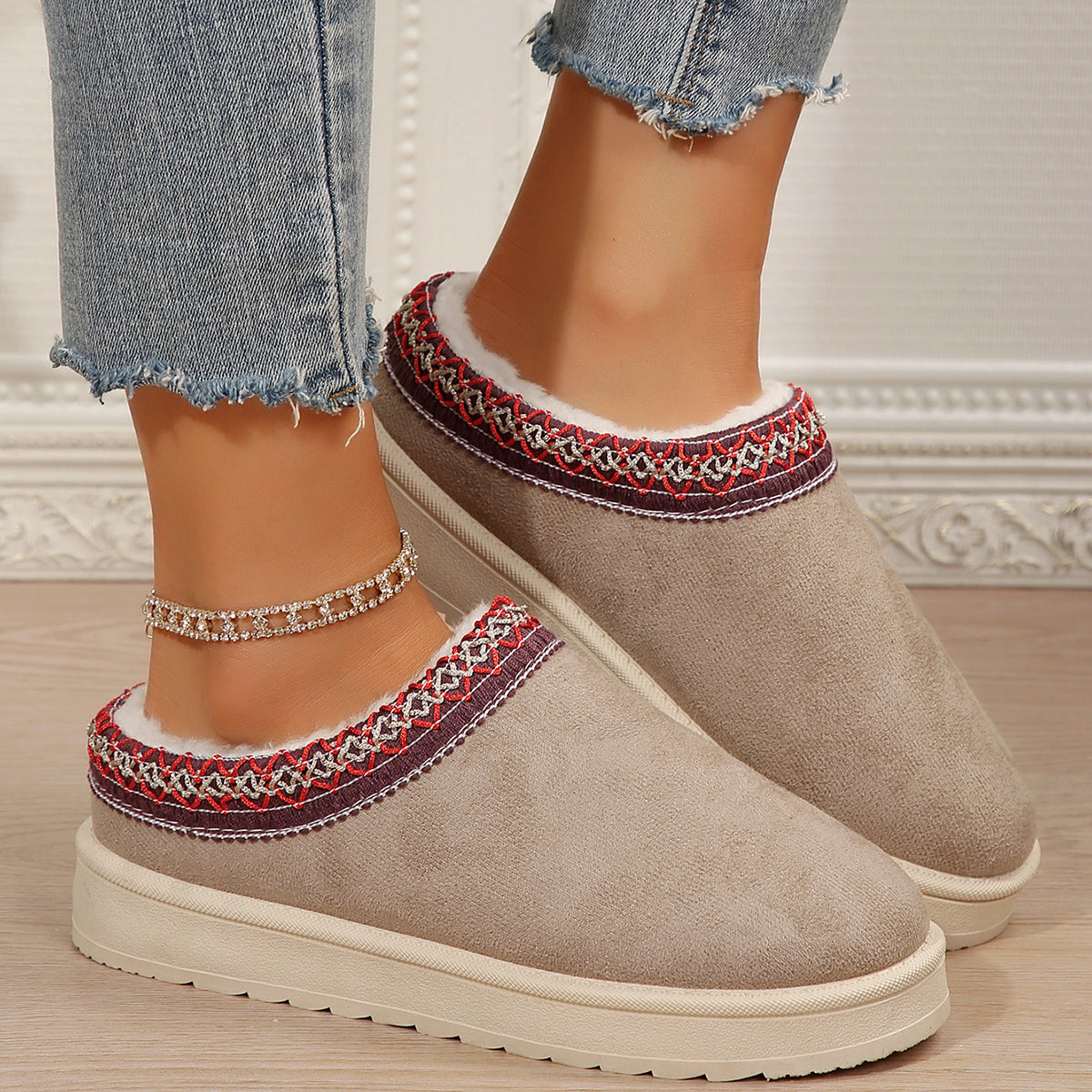 🌸🎉 Trendy Must-Have! Only a Few Left! ✨🥿💫Women's Everyday Fleece Lined Comfortable Thick-soled Non-slip Slippers Shoes