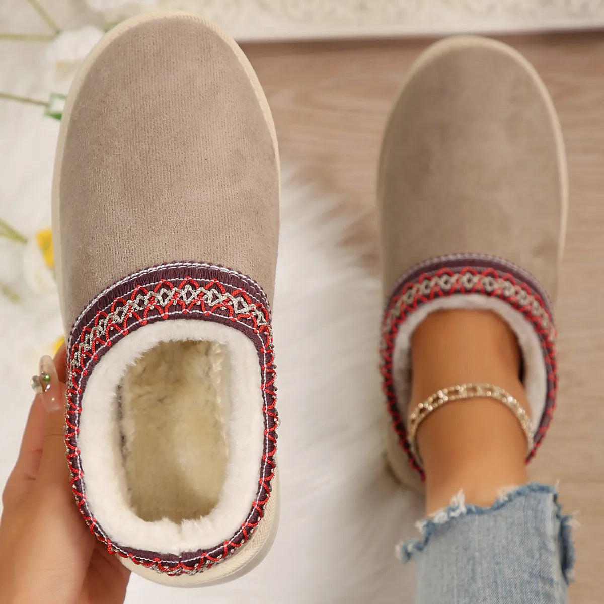 🌸🎉 Trendy Must-Have! Only a Few Left! ✨🥿💫Women's Everyday Fleece Lined Comfortable Thick-soled Non-slip Slippers Shoes