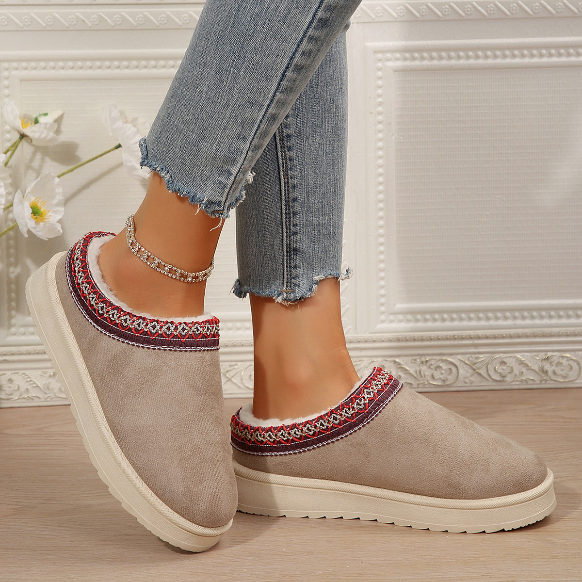 🌸🎉 Trendy Must-Have! Only a Few Left! ✨🥿💫Women's Everyday Fleece Lined Comfortable Thick-soled Non-slip Slippers Shoes