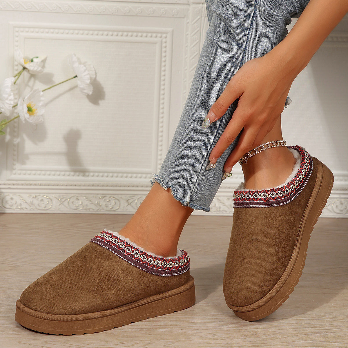 🌸🎉 Trendy Must-Have! Only a Few Left! ✨🥿💫Women's Everyday Fleece Lined Comfortable Thick-soled Non-slip Slippers Shoes