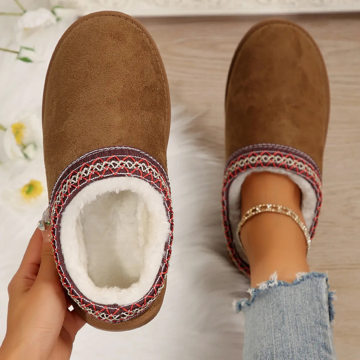 🌸🎉 Trendy Must-Have! Only a Few Left! ✨🥿💫Women's Everyday Fleece Lined Comfortable Thick-soled Non-slip Slippers Shoes