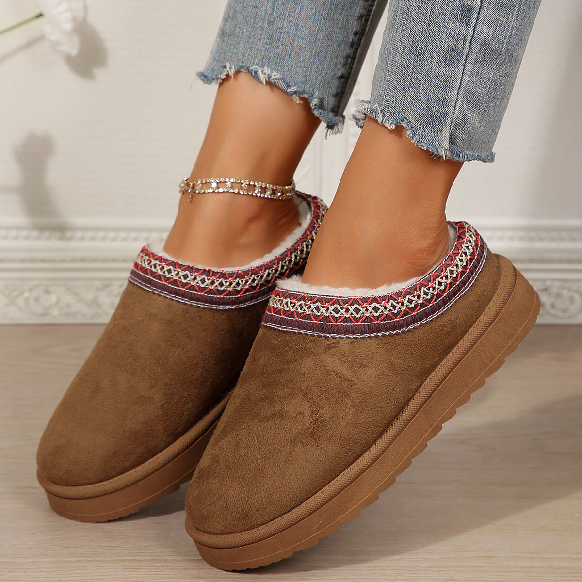 🌸🎉 Trendy Must-Have! Only a Few Left! ✨🥿💫Women's Everyday Fleece Lined Comfortable Thick-soled Non-slip Slippers Shoes