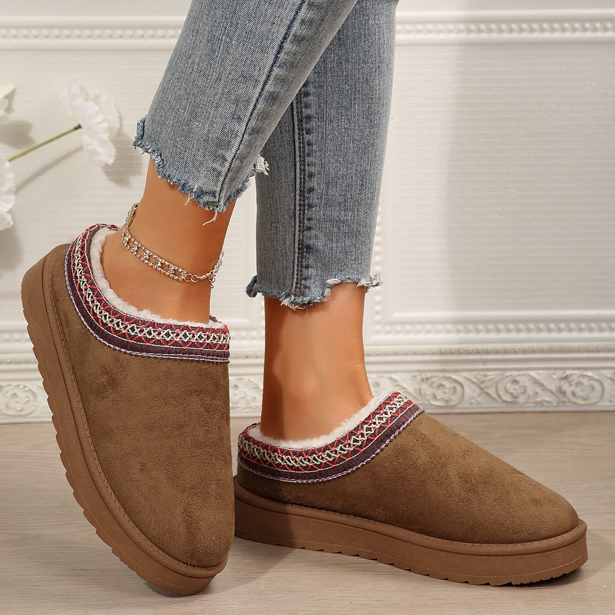 🌸🎉 Trendy Must-Have! Only a Few Left! ✨🥿💫Women's Everyday Fleece Lined Comfortable Thick-soled Non-slip Slippers Shoes