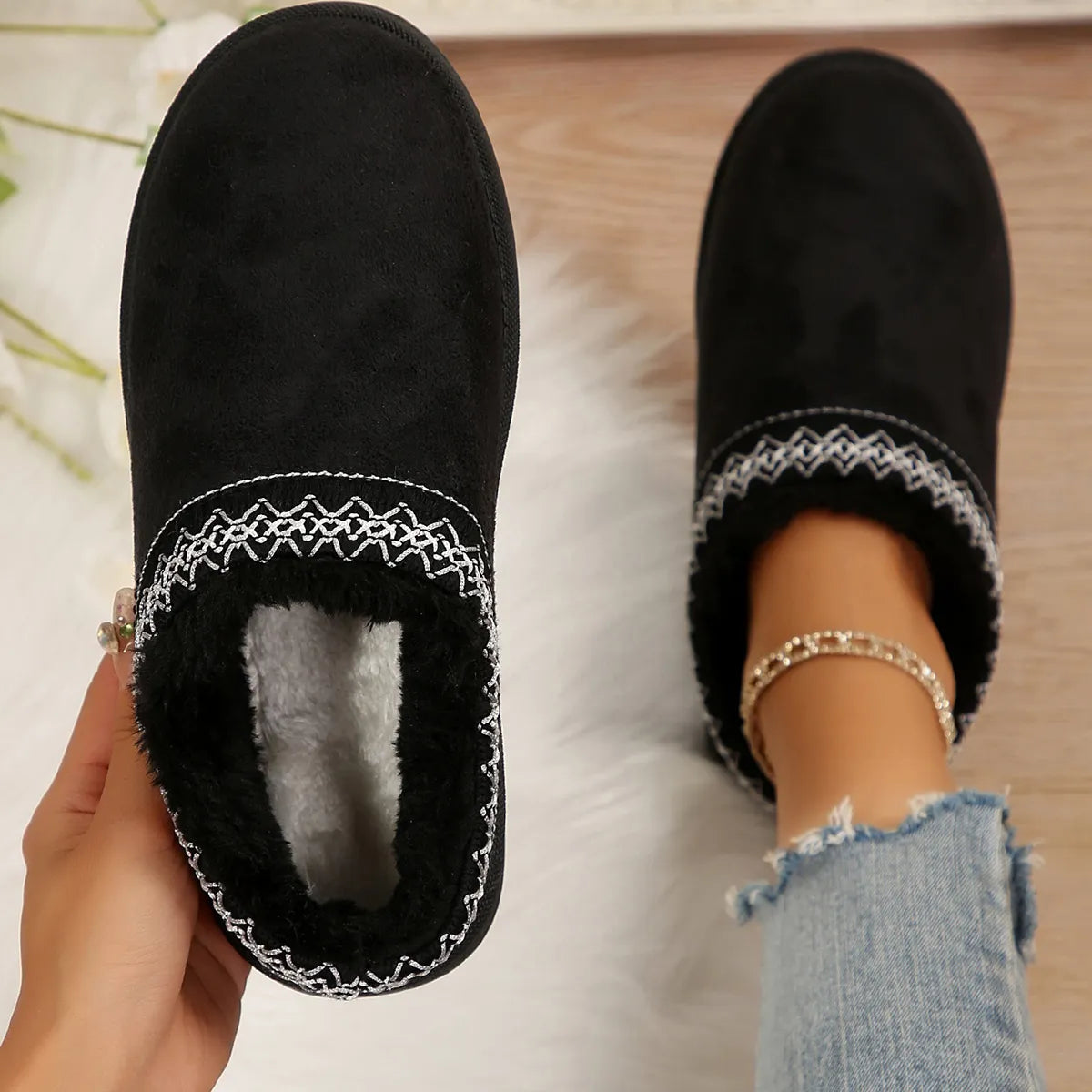 🌸🎉 Trendy Must-Have! Only a Few Left! ✨🥿💫Women's Everyday Fleece Lined Comfortable Thick-soled Non-slip Slippers Shoes