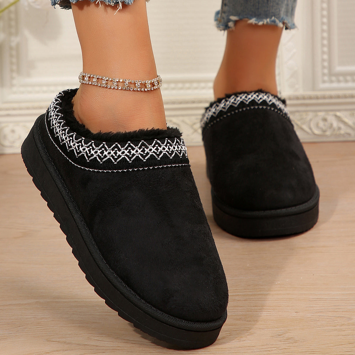 🌸🎉 Trendy Must-Have! Only a Few Left! ✨🥿💫Women's Everyday Fleece Lined Comfortable Thick-soled Non-slip Slippers Shoes