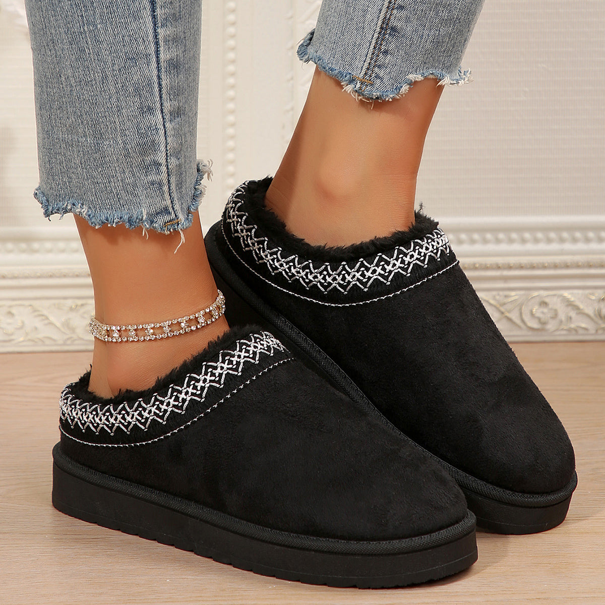 🌸🎉 Trendy Must-Have! Only a Few Left! ✨🥿💫Women's Everyday Fleece Lined Comfortable Thick-soled Non-slip Slippers Shoes
