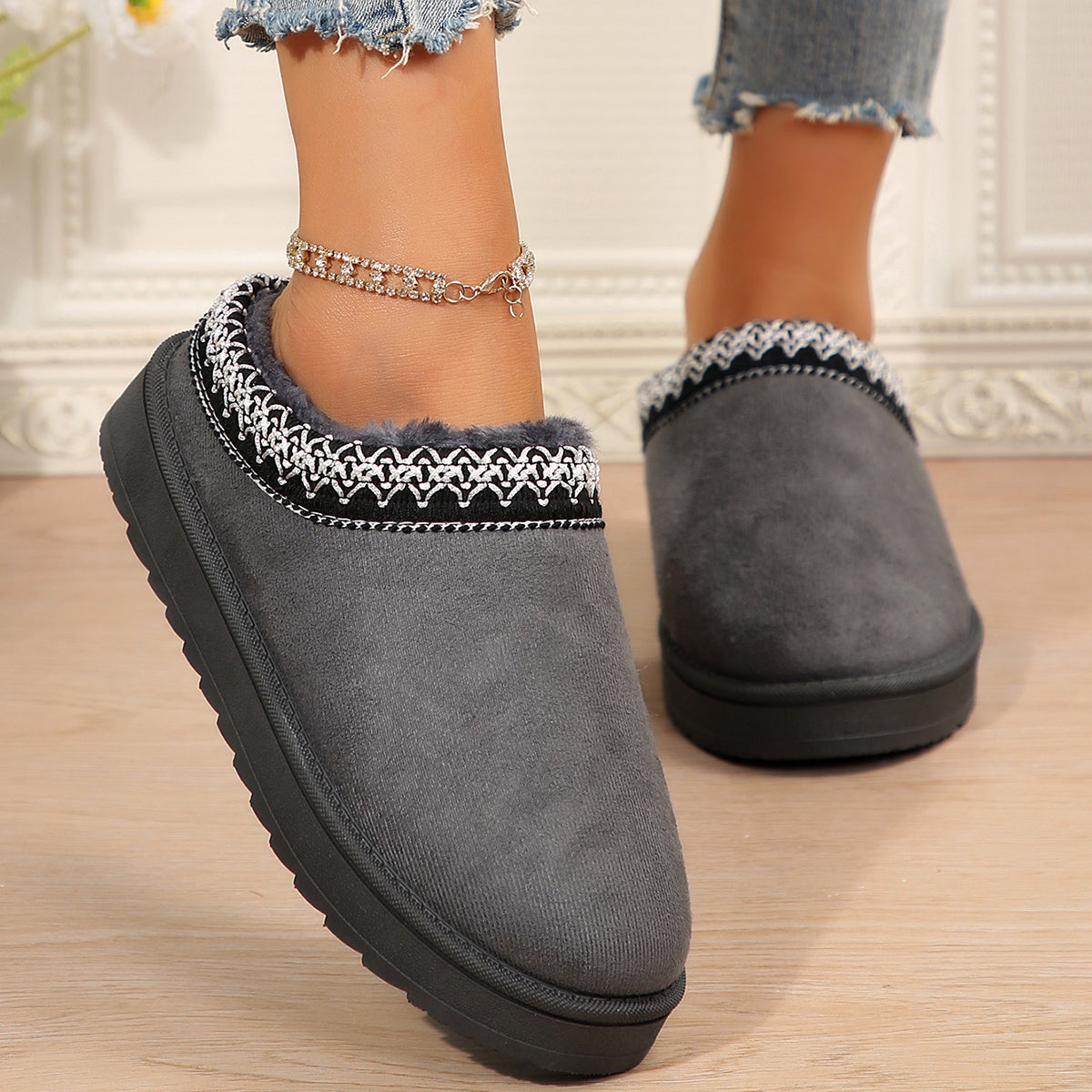 🌸🎉 Trendy Must-Have! Only a Few Left! ✨🥿💫Women's Everyday Fleece Lined Comfortable Thick-soled Non-slip Slippers Shoes