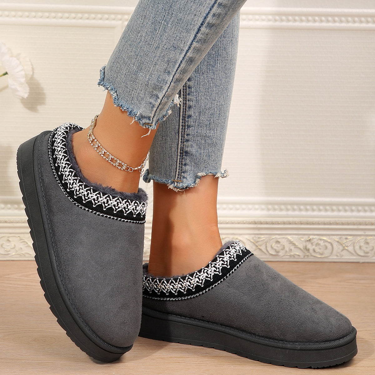 🌸🎉 Trendy Must-Have! Only a Few Left! ✨🥿💫Women's Everyday Fleece Lined Comfortable Thick-soled Non-slip Slippers Shoes