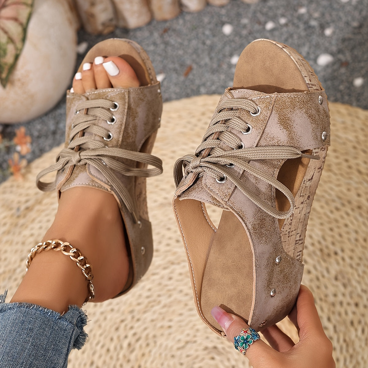 WillowWalk™ Lace-Up Comfort Wedge Sandals – Lightweight Support for Every Step