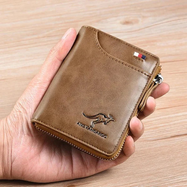 Men Wallet Zipper Genuine Leather Purse ( RFID PROTECTED )