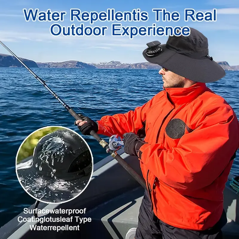 2025 New Wide Brim Solar Fan Outdoor Fishing Hat-Solar & USB Charging