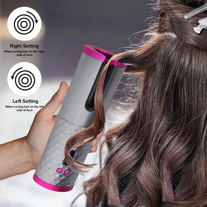 Automatic Cordless Auto Hair Curler, Rechargeable Portable Hair Curler with 6 Temps