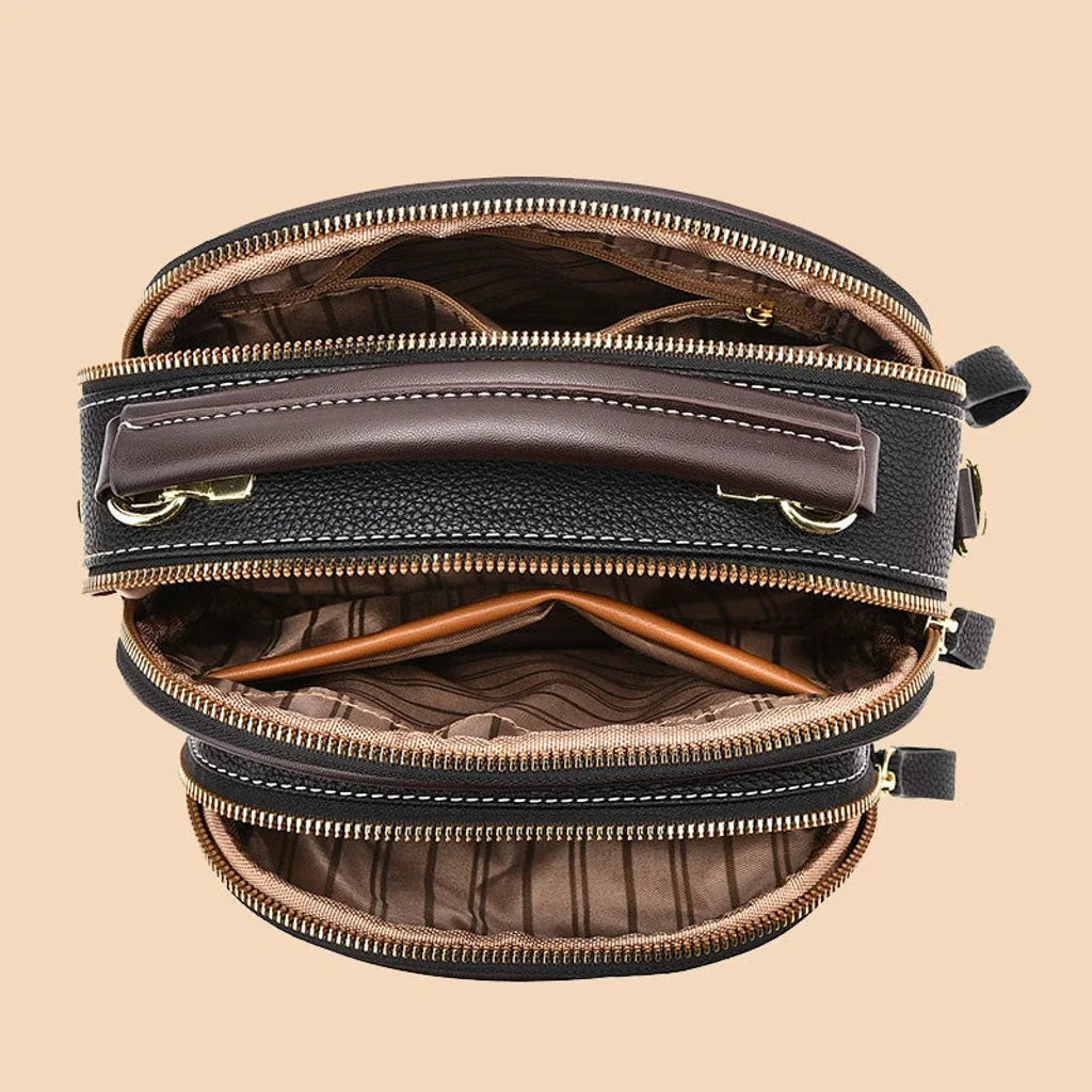 Classic Multifunctional Adjustable Wide Shoulder Strap Leather Bag