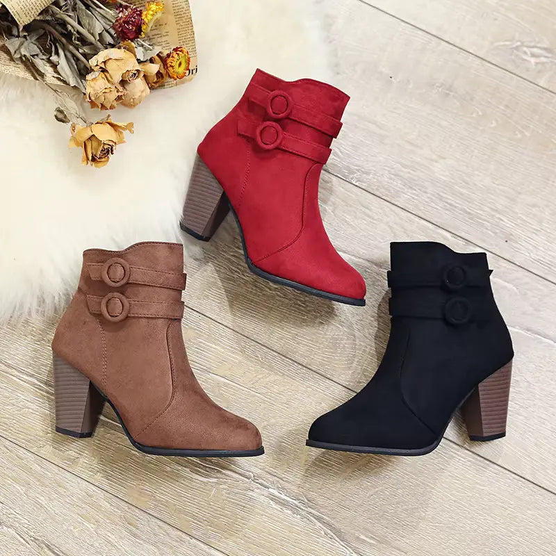 WarmStep™ Elegant Orthopedic Ankle Boots — Non-Slip Block Heel, Side Zip