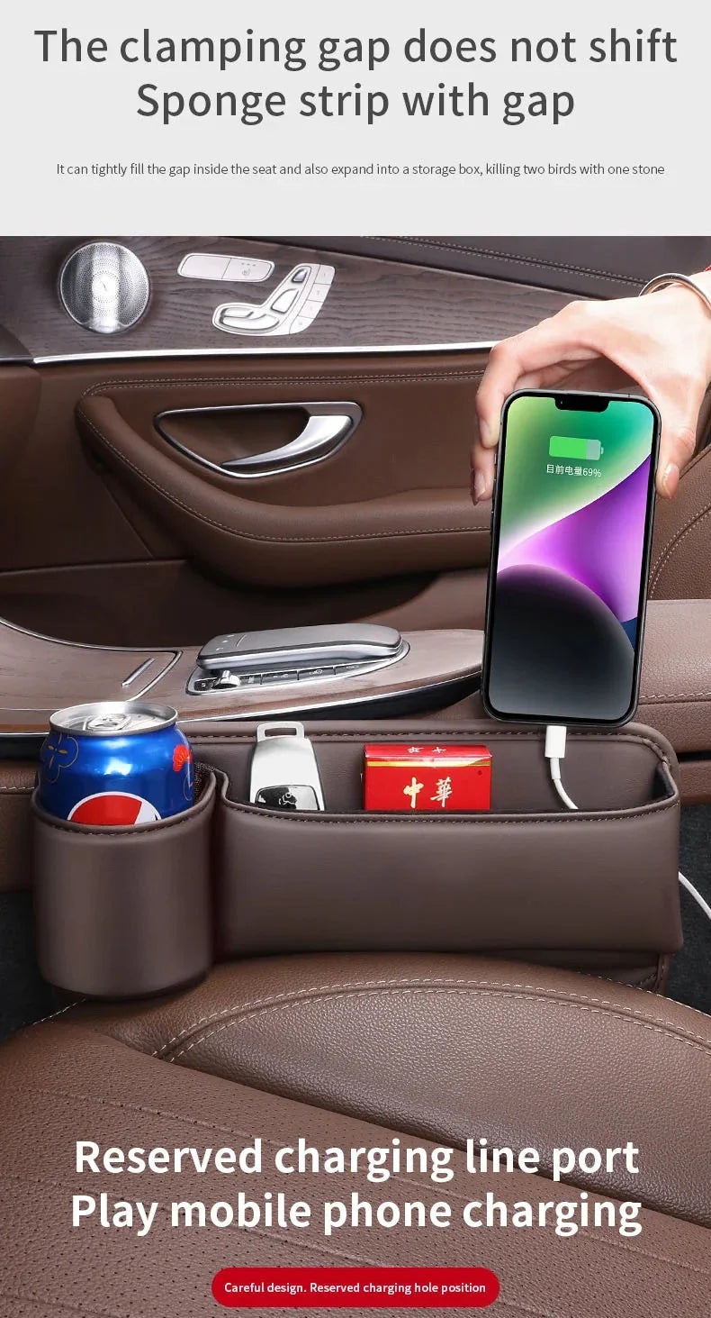 🔥HOT SALE 45% OFF 💖Car Leather Cup Holder Gap Filler Organizer Bag [Universal Fitment]
