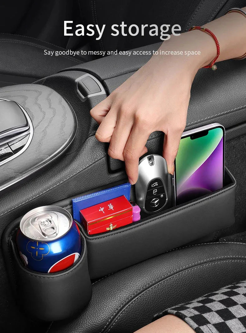🔥HOT SALE 45% OFF 💖Car Leather Cup Holder Gap Filler Organizer Bag [Universal Fitment]