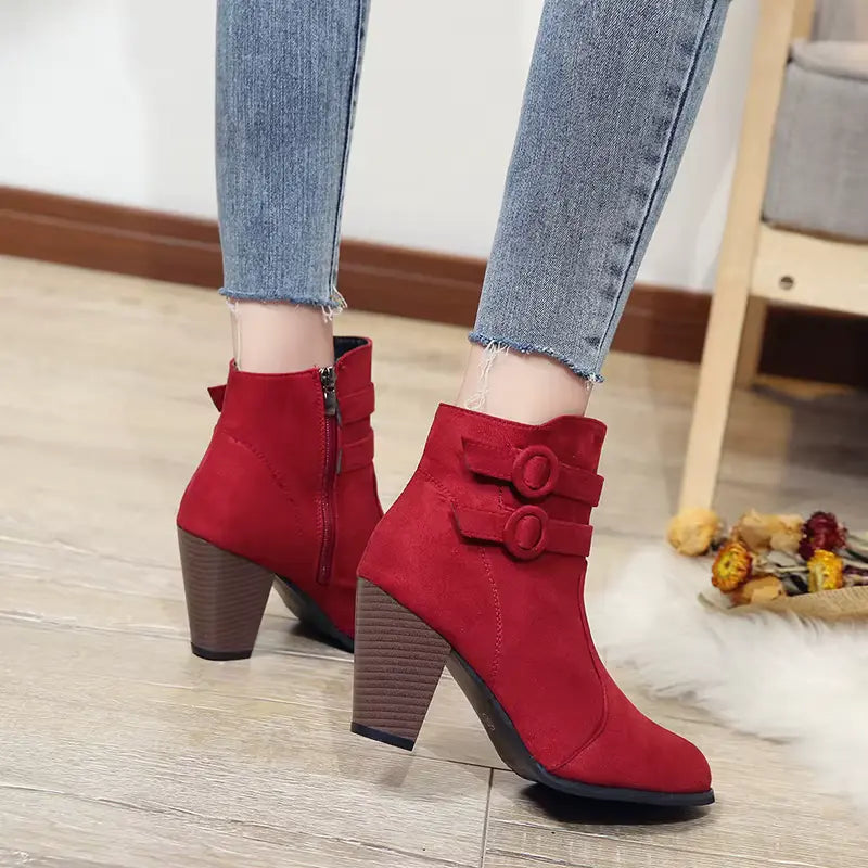 WarmStep™ Elegant Orthopedic Ankle Boots — Non-Slip Block Heel, Side Zip