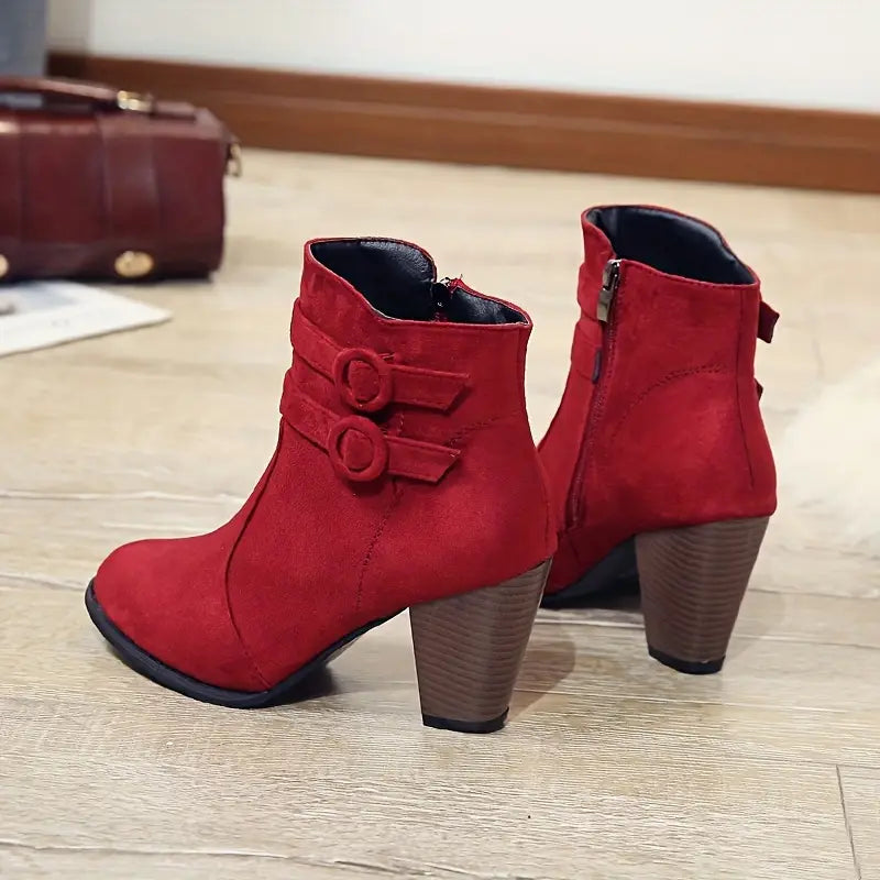 WarmStep™ Elegant Orthopedic Ankle Boots — Non-Slip Block Heel, Side Zip