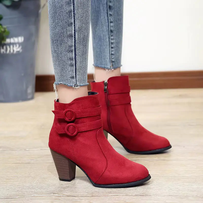 WarmStep™ Elegant Orthopedic Ankle Boots — Non-Slip Block Heel, Side Zip